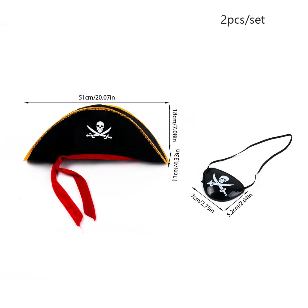 Children Pirate Captain Cosplay Costume Props Pirate Eye Patch Hook Coins Telescope Kids Favors Gift Toy Pirate Party Halloween