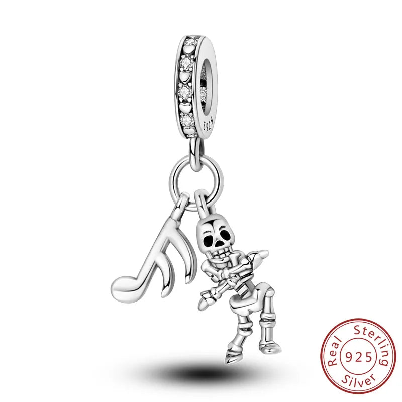 Halloween Charm Bead Pendant 925 Sterling Silver Pumpkin Witch Doll Skeleton Mummy Candy Charm Fit Original Bracelet DIY Jewelry