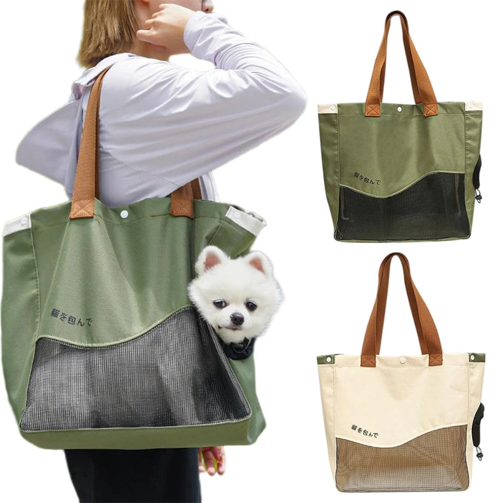 Breathable Pet Carrier Bag Handheld Shoulder Tote Small Medium Dogs Cats Oxford Canvas Portable Outdoor Travel Pack Pet Supplies