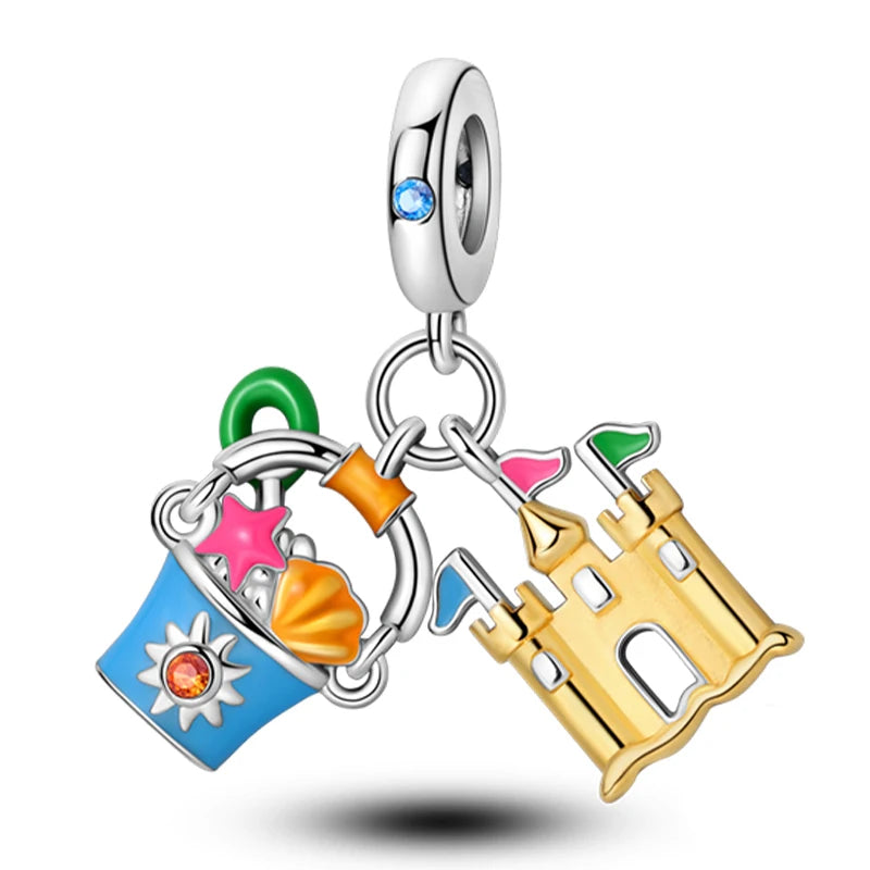 Ocean Trendy 925 Silver Dolphin Crab Boat Beach Charms Beads Fit 3mm Original Bracelets DIY Thoughtful Fine Jewelry Making Gifts