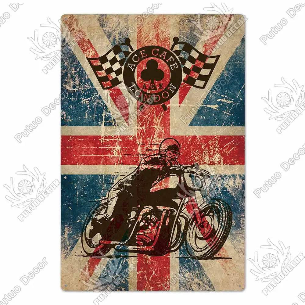 Putuo Decor Cafe Racer Vintage Tin Sign Plaque Metal Wall Art Stickers Garage Man Cave Pub Bar Retro Poster Iron Painting
