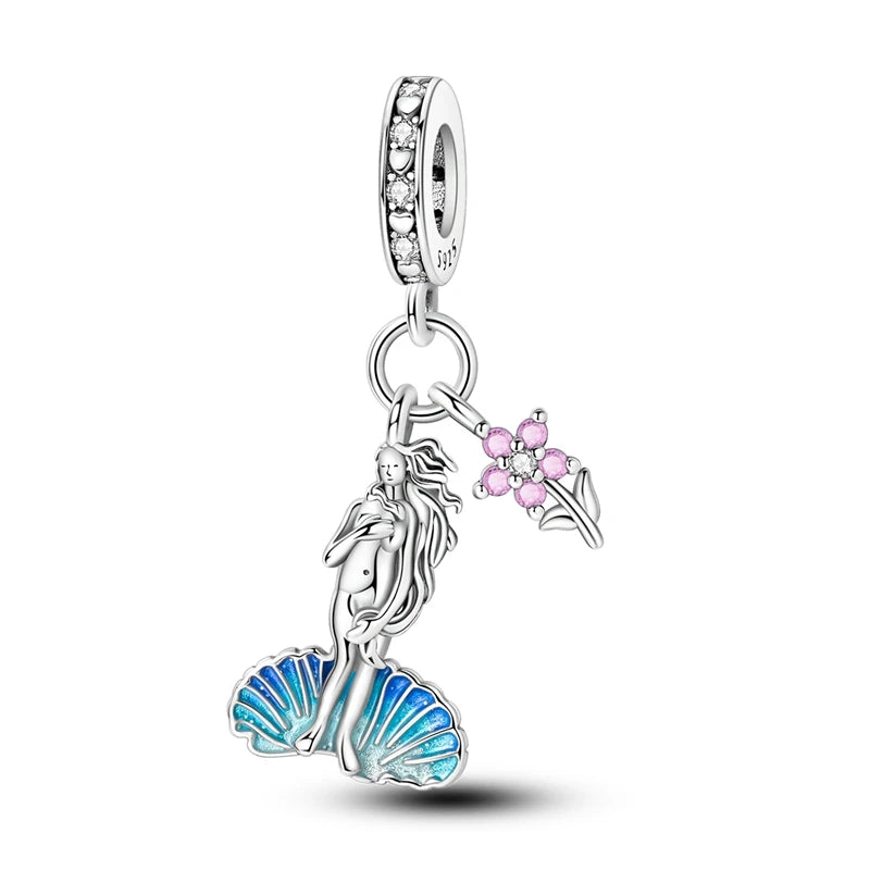 Underwater World 925 Sterling Silver Ocean Octopus Seashell Seahorse Starfish Pendant Fit DIY Bracelet Necklace Boutique Gift
