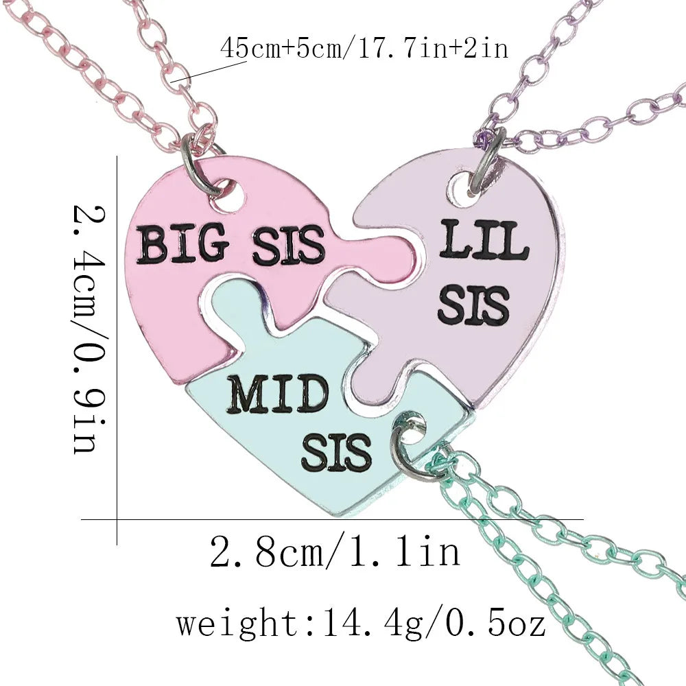Lovecryst 3/4Pcs/set Heart-shaped Stitching Best Friend Necklace BFF Friendship Jewelry Gifts for Girls