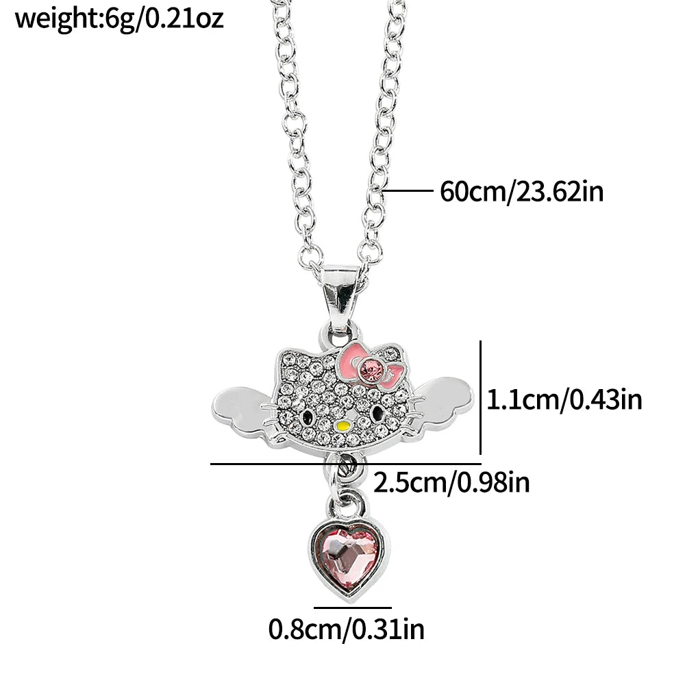 Sanrio HelloKitty Collection Sweet Cute Creative Enamel Pendant Necklace Fashion Charm Jewelry Girl Party Gift