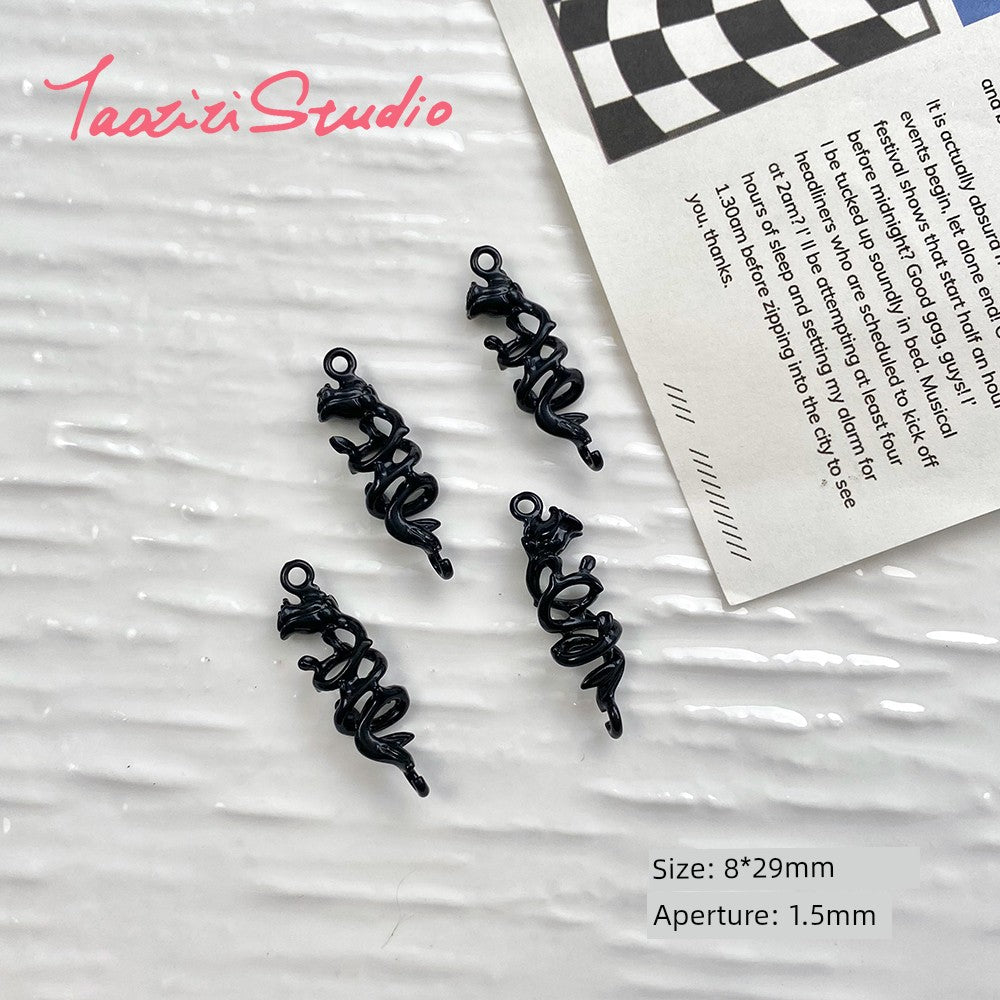 Sweet Cool Black Pink Sexy Liquid Alloy Pendant DIY Handmade Beaded Material Bracelet Necklace Ornament Bead Accessories