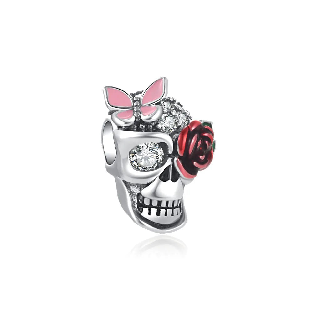Miniso Scared Skeleton Ghost Series 925 Sterling Silver Charm Halloween hat Bead Fit Women Original Bracelet Jewelry For Gift