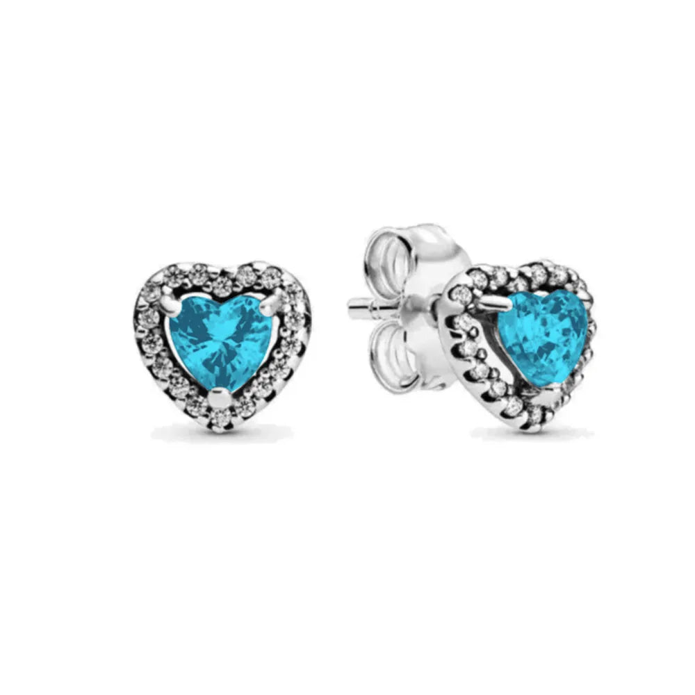 2025Hot Selling 925 Sterling Silver Heart-Shaped Colored Zircon Exquisite Earrings, Suitable For Girls' Charming Jewelry Gifts