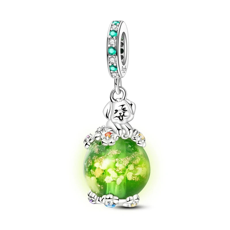 New 925 Sterling Silver Cactus Four Leaf Clover Charm Spring Green Series Bead Pendant For Original Beads Bracelet DIY Jewelry