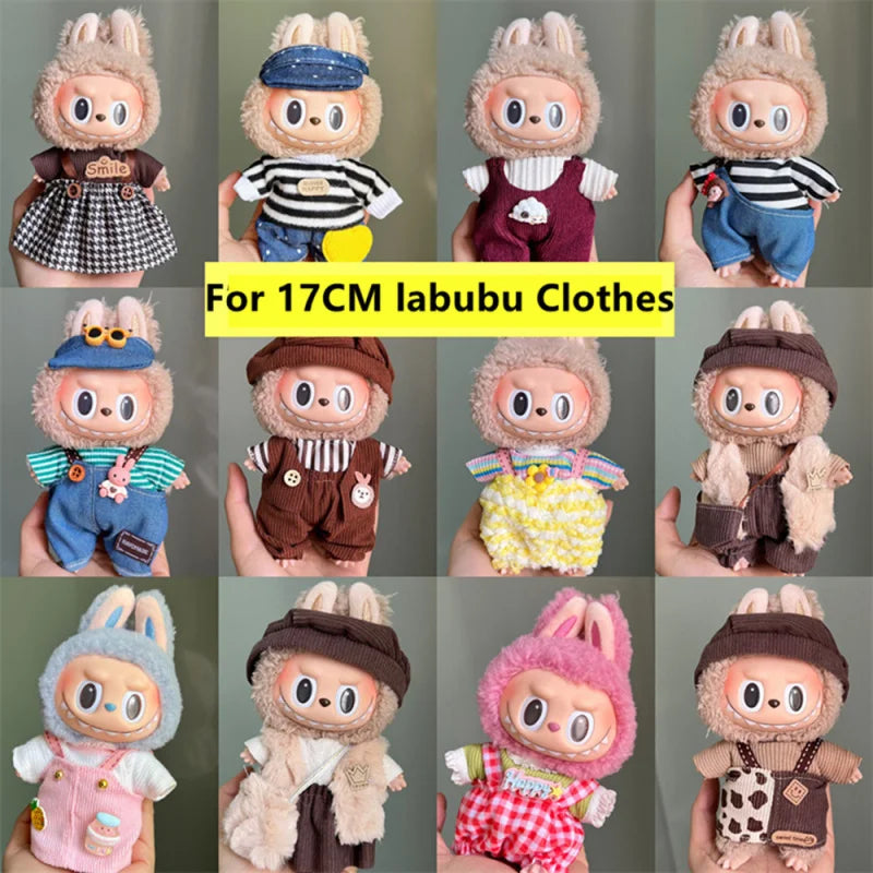 Plush Doll Multiple Styles Clothing Set For 17cm Labubu Outfit Accessories Trendy Clothes Girl Gift