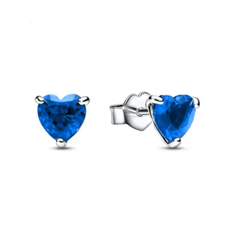 New 925 Silver Love Red Colorful Women's Zircon Earrings with Bow Earrings Original Women's Wedding Jewelry Birthday Gift