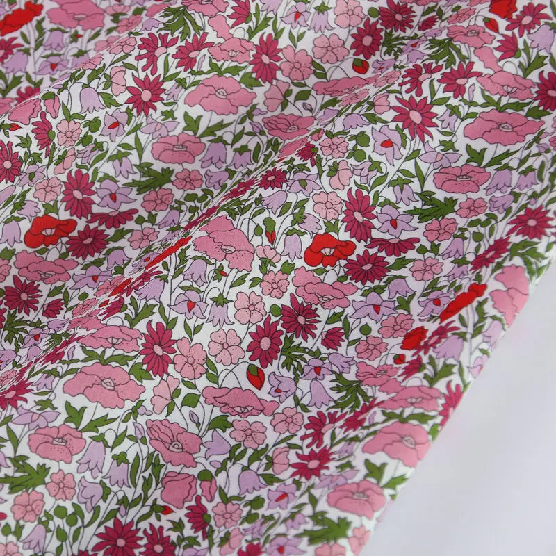 poppy forest pink flowers print custom tana liberty London print fabric 100% cotton lawn for baby dress DIY fabric