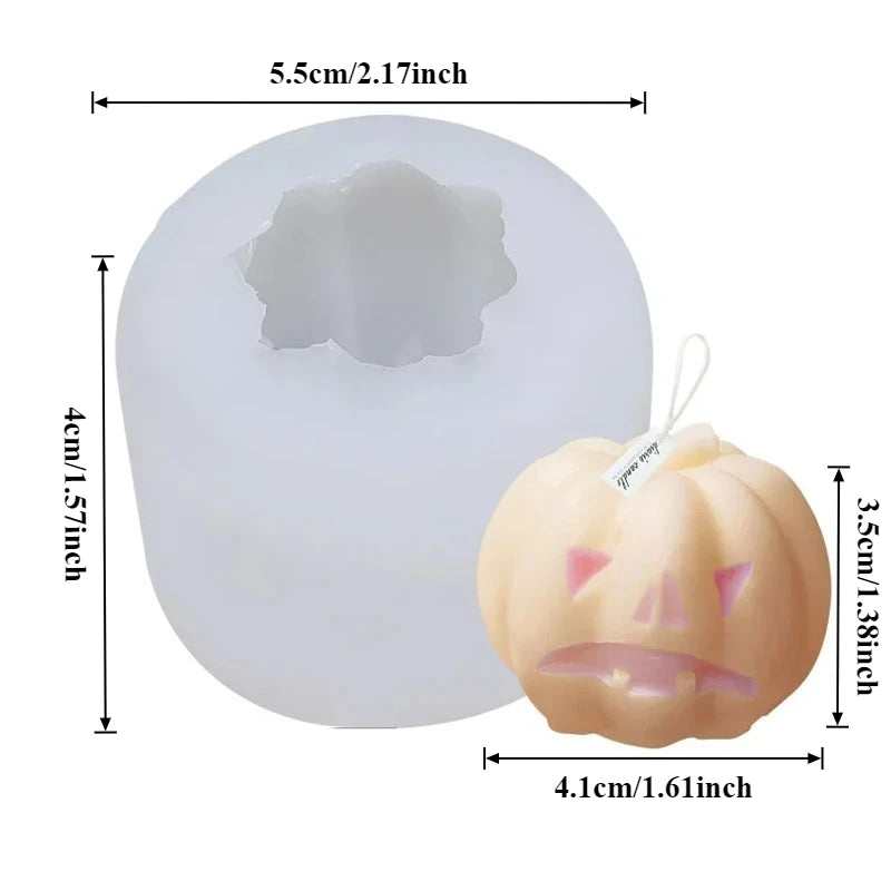 3D Smiling Pumpkin Silicone Candle Mold Halloween Pumpkin Skull Soap Gypsum Crafts Resin Mould Halloween Gift Making Tool