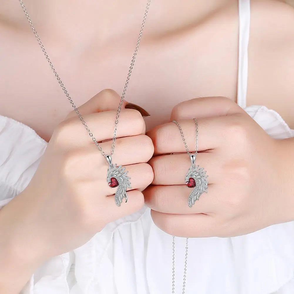 Angel Devil Necklace Rhinestone Wing Shape Couple Necklaces Love Symbolization Demon Angel Matching for Valentines for Couples