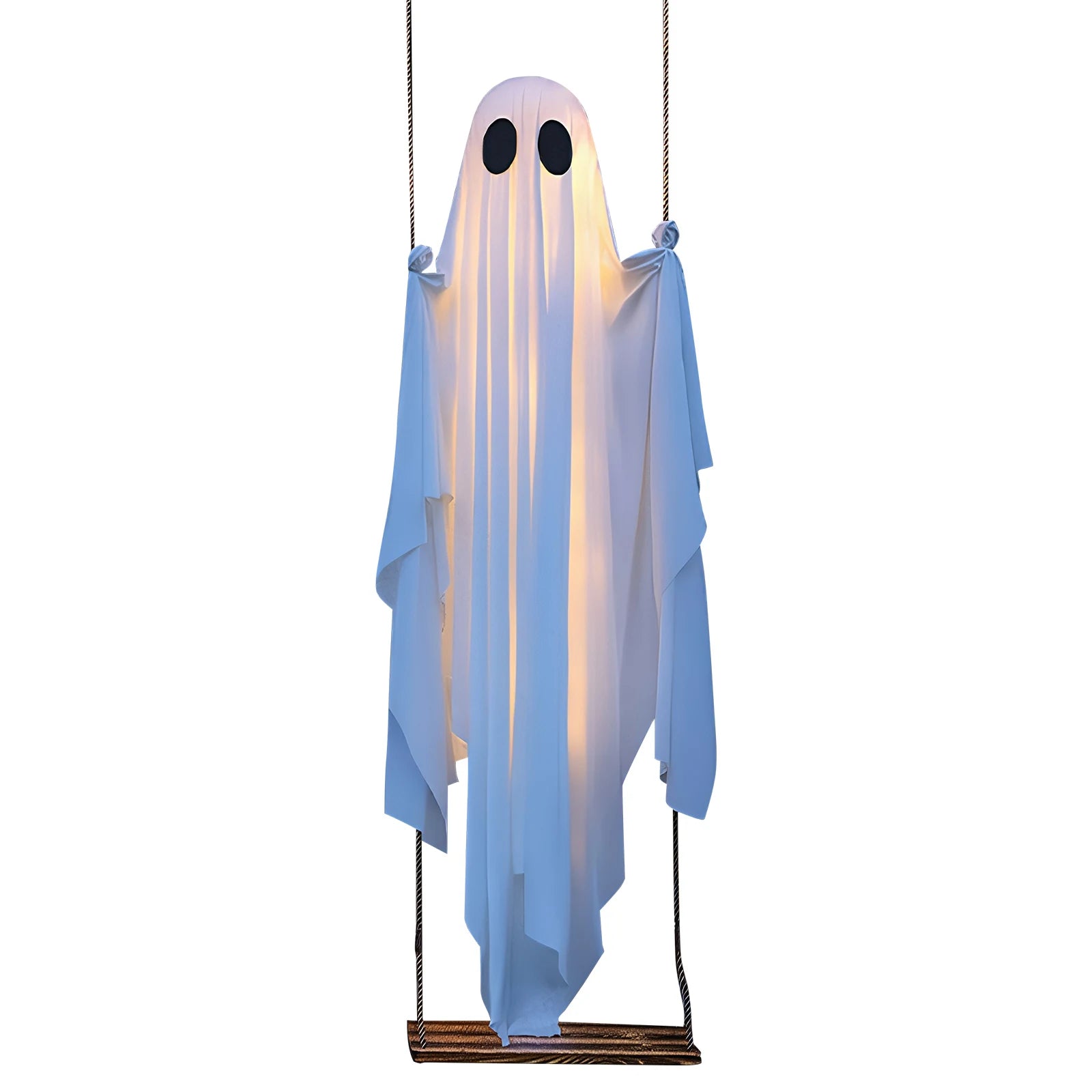Halloween Hanging Ghosts Decorations with String Lights Scary Ghost Decor Ghost Ornaments for Tree Porch Yard Garden Lawn