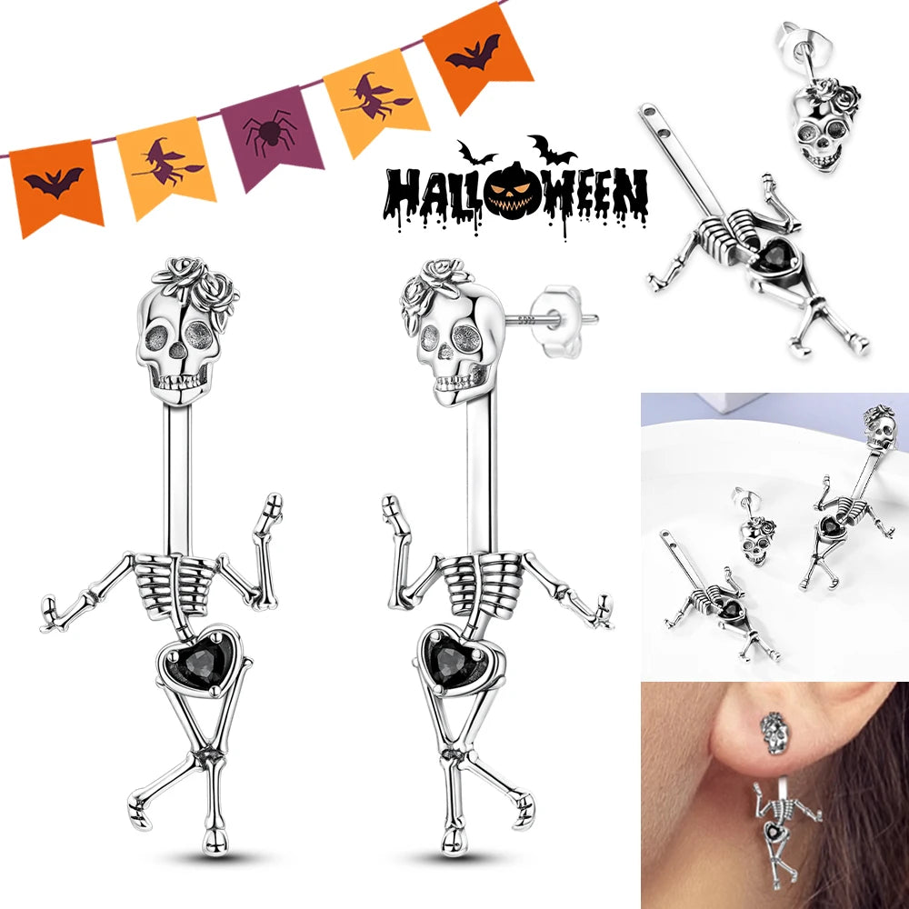 Halloween Pumpkin Bat Ring Earrings halloween charms silver 925 Earring For Women Punk Men's Earrings Fit Party Jewelry Gift