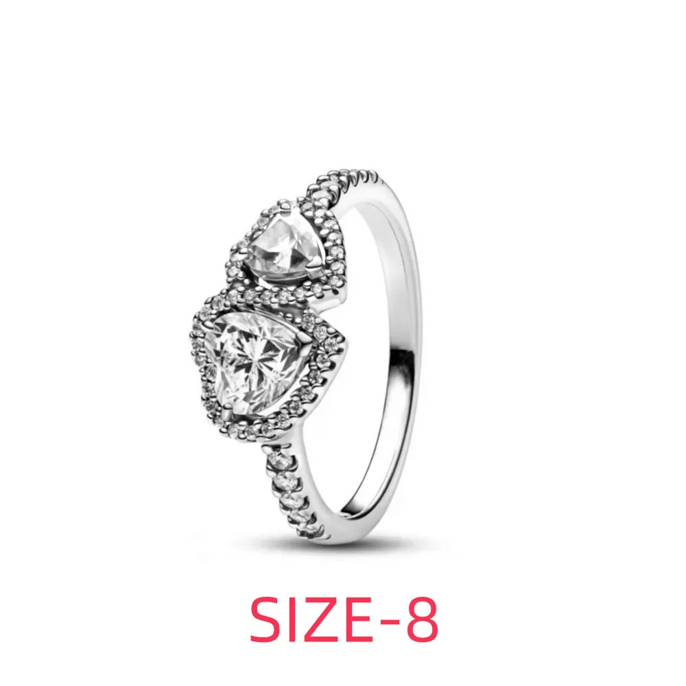 Original 925 Sterling Silver Colorful Bow Set Necklace Ring Earring Crystal For Women Valentine's Birthday Gift DIY Jewellery