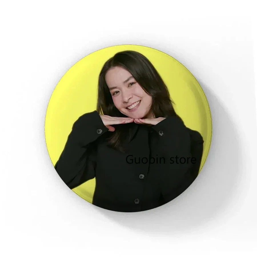 58mm Singer Mitski Enamel Pins Black and White Handmade Brooch Cartoon Cosplay Badge on Backpack Jewelry Accessories Gifts