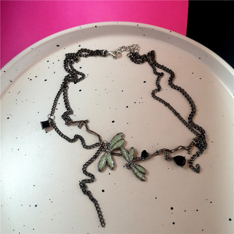 New Trendy Gothic Geometry Star Crystal Choker Pendant Chain Necklaces For Women Charm Y2K Vintage Harajuku Accessories Jewelry