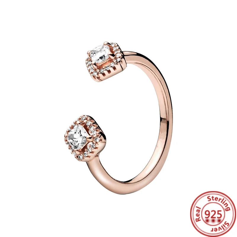 Hot Version Adjustable Ring 925 Silver Moon Dragonfly Leaf Rose Pink Popular Zircon Fit Ring Feminine Charm Jewelry Gift