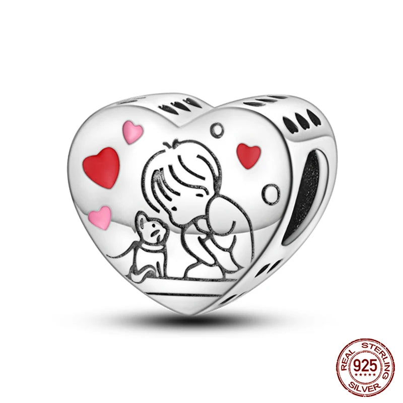 925 Sterling Silver Romantic Heart Series Charms Beads Fit Qikaola 925 Original Bracelet DIY Mother's Day Jewelry Gifts