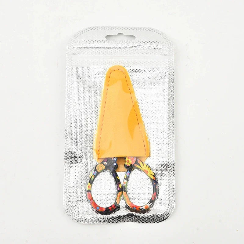 1PC Sharp Embroidery Scissors Sewing scissors with Leather Scissors Cover for Needlework Craft Sewing Handicraft DIY Tool