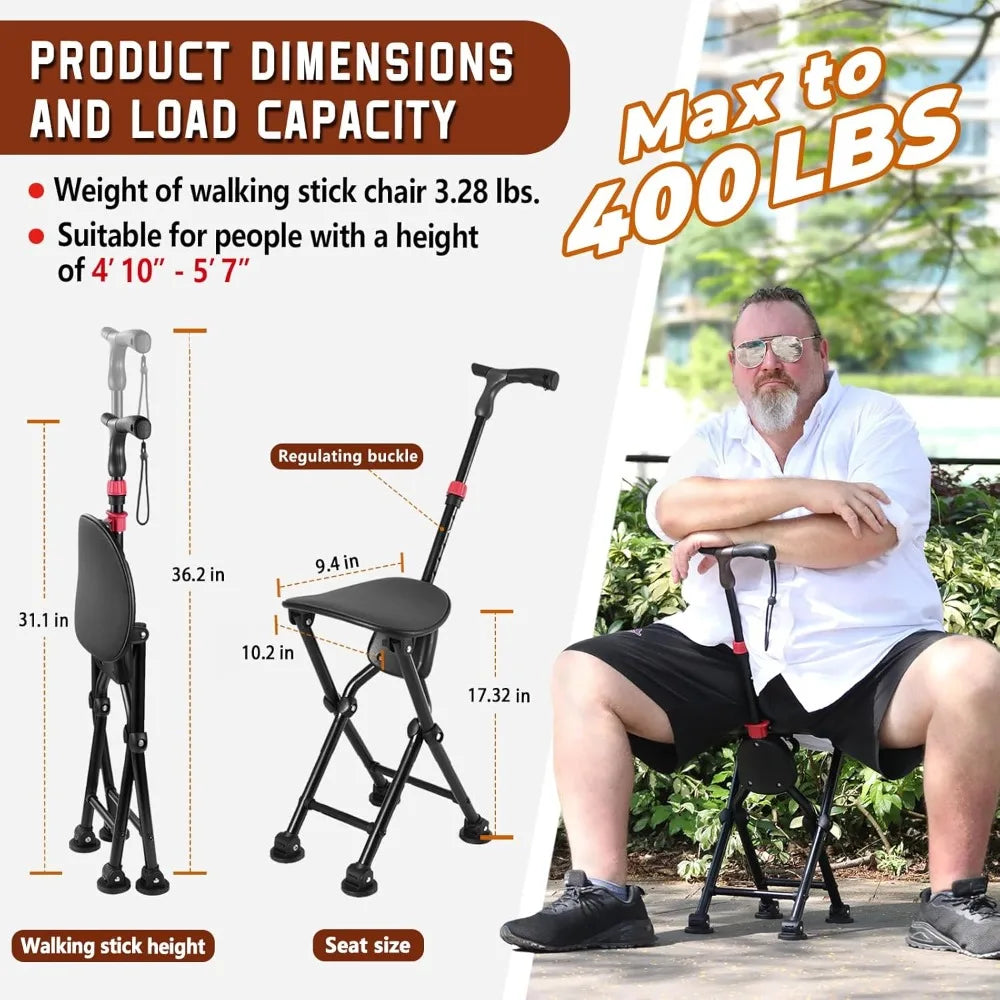 Hold 400 lbs Folding Canes with Seat, Allows Durability While Walking and Convenience for Sitting fast speed , free delivery