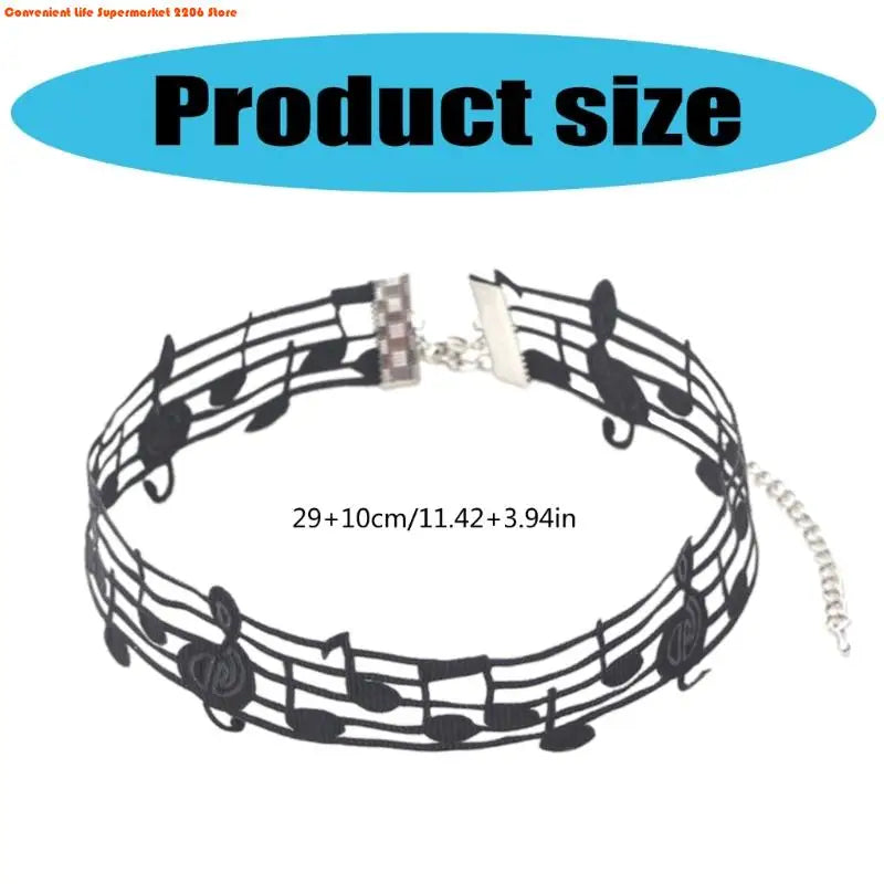 Handmade Black Short Necklace Featuring Unique Musical Note Design Women Jewelry for Fashionable Women and Music Lovers