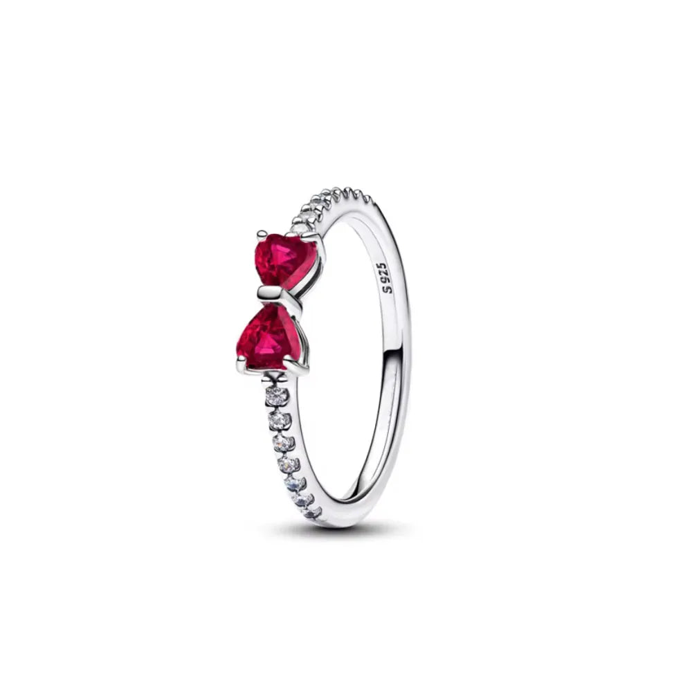 New pink heart-shaped 925 sterling silver love ring CZ zircon inlaid original ring Valentine's Day women's jewelry wedding gift