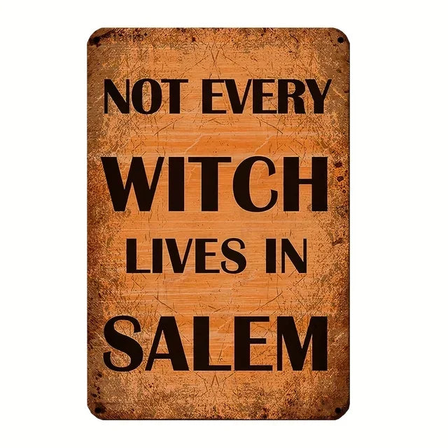 Vintage Metal Tin Sign  The House Witch Rules Halloween Decoration  Retro Wall Art for Home Room Restaurant Decor