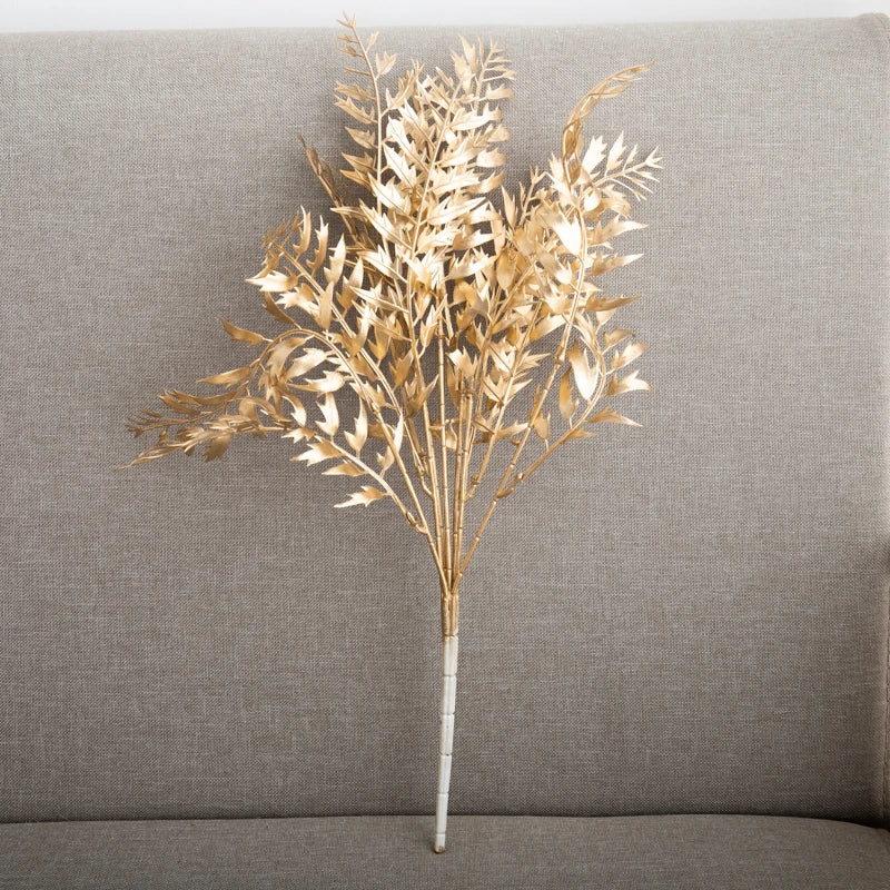 Gold Plastic Artificial Plants Balcony Bonsai DIY Flower Arrangement Eucalyptus Leaves  Autumn Home Party Christmas Decorations