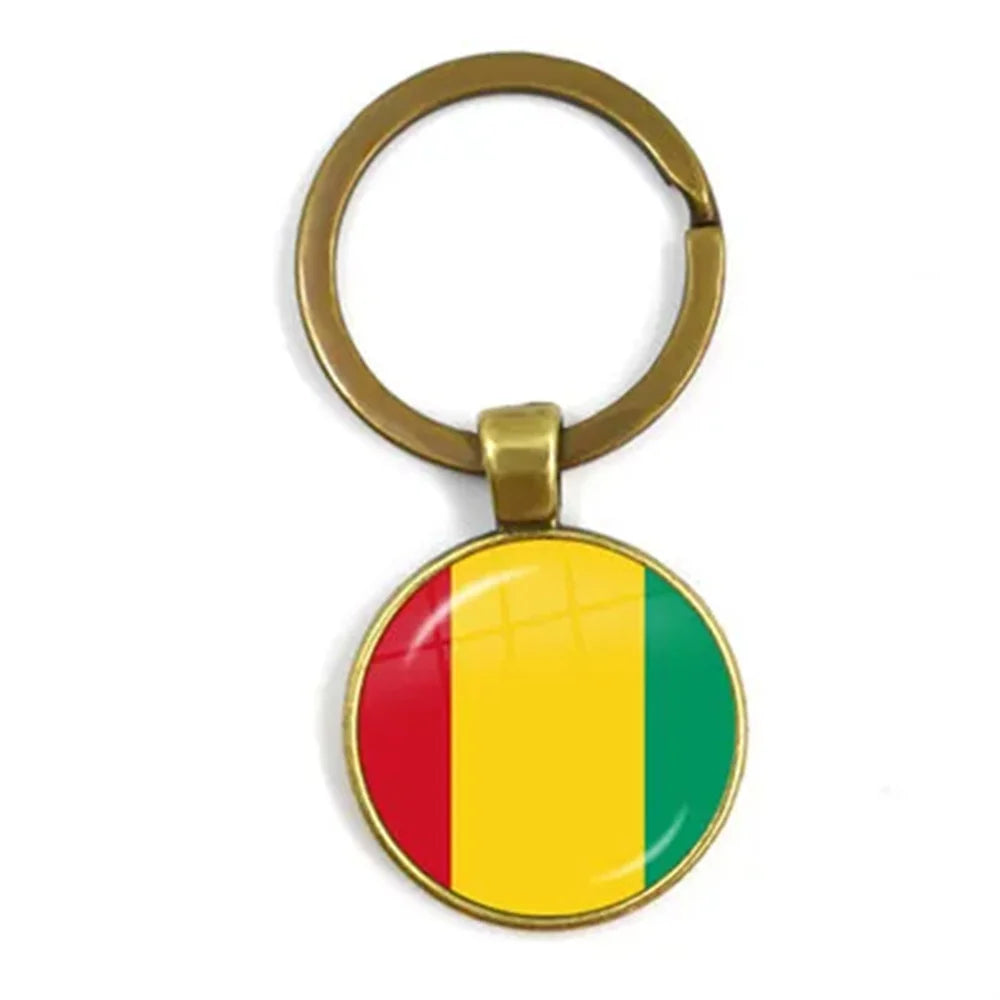 Western Sahara,Guinea,Saint Helena,Niger,Guinea-Bissau,Benin National Flag Keychain 25mm Glass Cabochon Key Rings For Gift