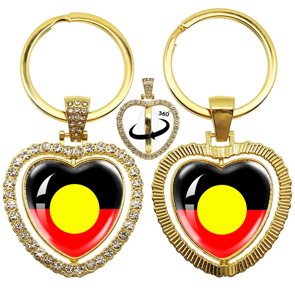 Australian Aboriginal Flag National Emblem Dangle Glass 25mm Key Chain Fashion  Key Chains Glass Cabochon Lady  Key Chains Jewel
