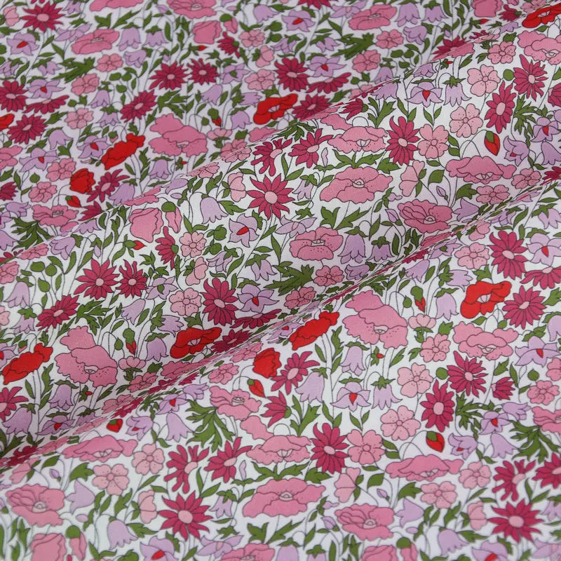 poppy forest pink flowers print custom tana liberty London print fabric 100% cotton lawn for baby dress DIY fabric