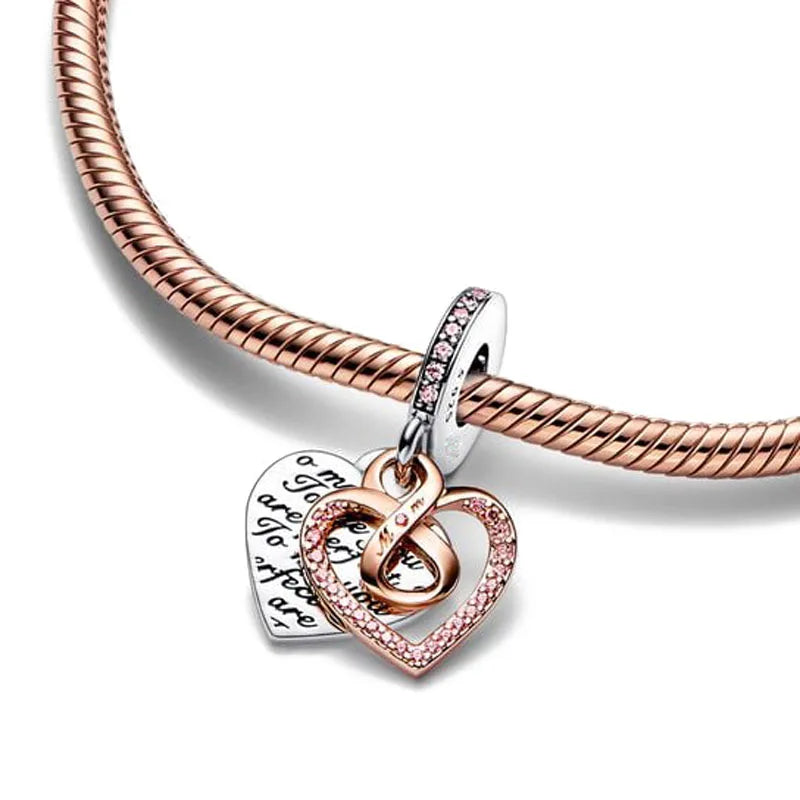 New 925 sterling silver dual tone wedding bell pendant beads suitable for original European Charms bracelet Jewerly accessories