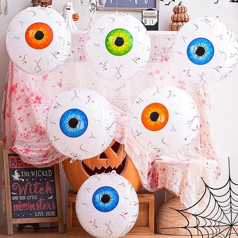 4D Halloween Eyeball Balloons Scary Bloodshot Eyeballs Foil Inflatable Balloon for Home Garden Halloween Party Decoration Props
