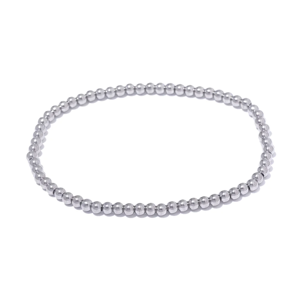 Yhpup 3/4/5/6 MM Stainless Steel Beads Daily Handmade Elastic Bracelet Bangle Waterproof Wrist Wholesale Gold Color Jewelry Men