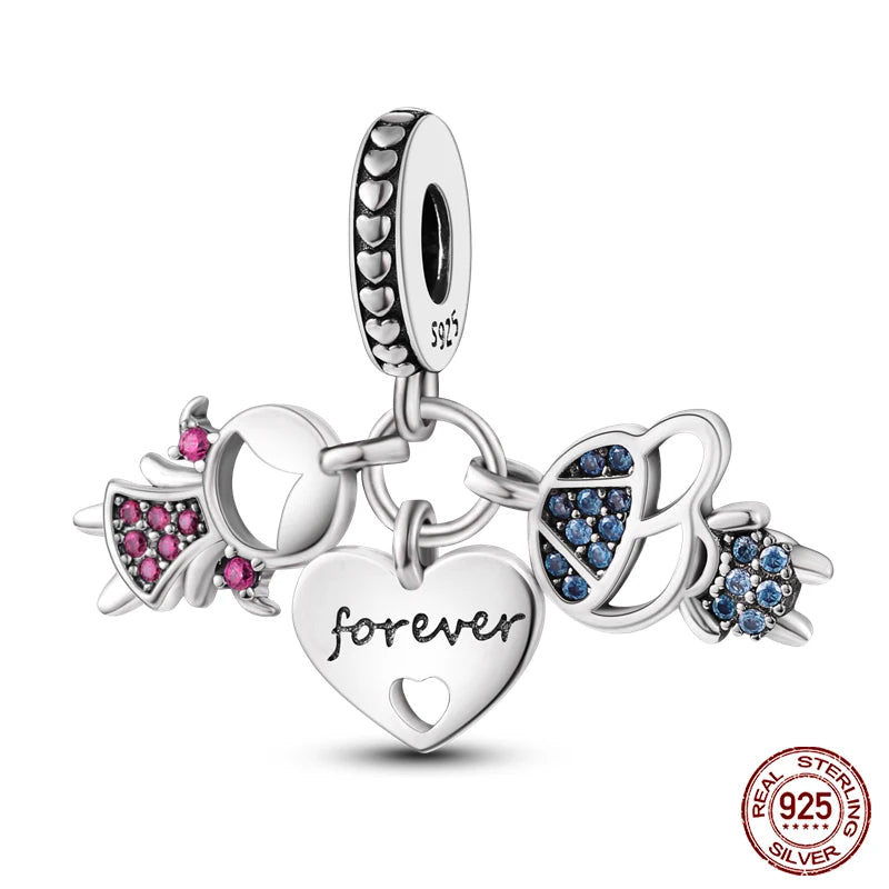 Original Ocean Series Fit 3mm Bracelet 100% Authentic 925 Sterling Silver Turtle Crab Mermaid Charm Beads DIY Jewelry Gift