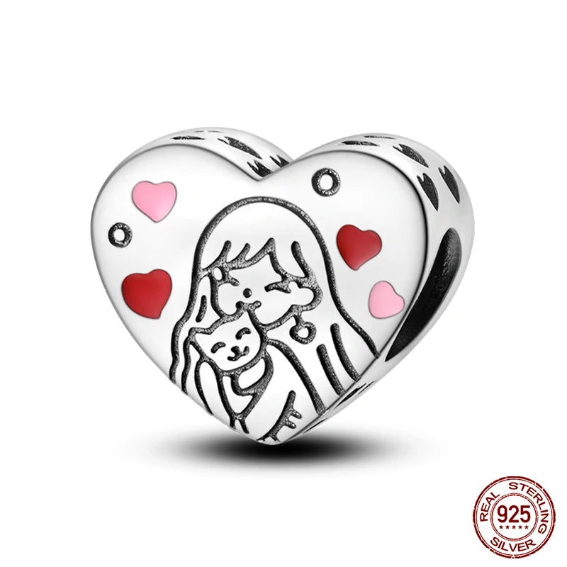 925 Sterling Silver Romantic Heart Series Charms Beads Fit Qikaola 925 Original Bracelet DIY Mother's Day Jewelry Gifts