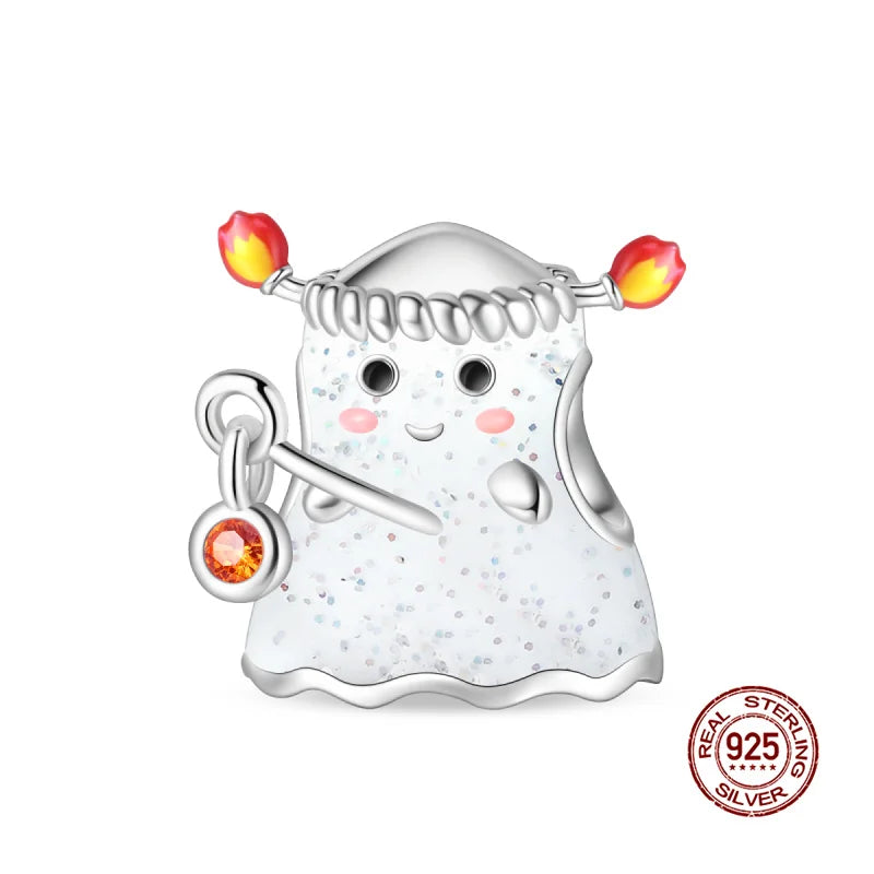 Original Charms 925 Silver Halloween Series & Flying Witch Pendant Charms Fits 3mm Original Bracelet For Women DIY Jewelry Gifts