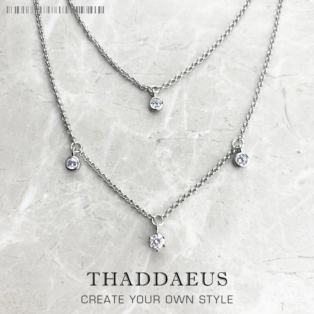 Necklace Double Chain Brand New Minimalist Fine Jewelry Europe 925 Stering Silver Bohemia Gift For Women