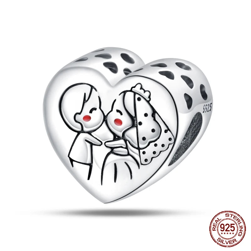 925 Sterling Silver Romantic Heart Series Charms Beads Fit Qikaola 925 Original Bracelet DIY Mother's Day Jewelry Gifts