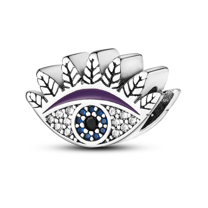 Halloween Dangle 925 Sterling Silver Skeleton Witch Devil's Eye Skull Charms Bead Fit Original Bangle Bracelet Necklace Jewelry