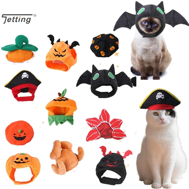 1Pcs Cute Pet Halloween Dog Cat Costume Small Dogs Cat Cosplay Bat Pumpkin Headgear Hat Pet Supplies