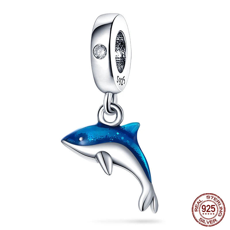 Original Ocean Series Fit 3mm Bracelet 100% Authentic 925 Sterling Silver Turtle Crab Mermaid Charm Beads DIY Jewelry Gift