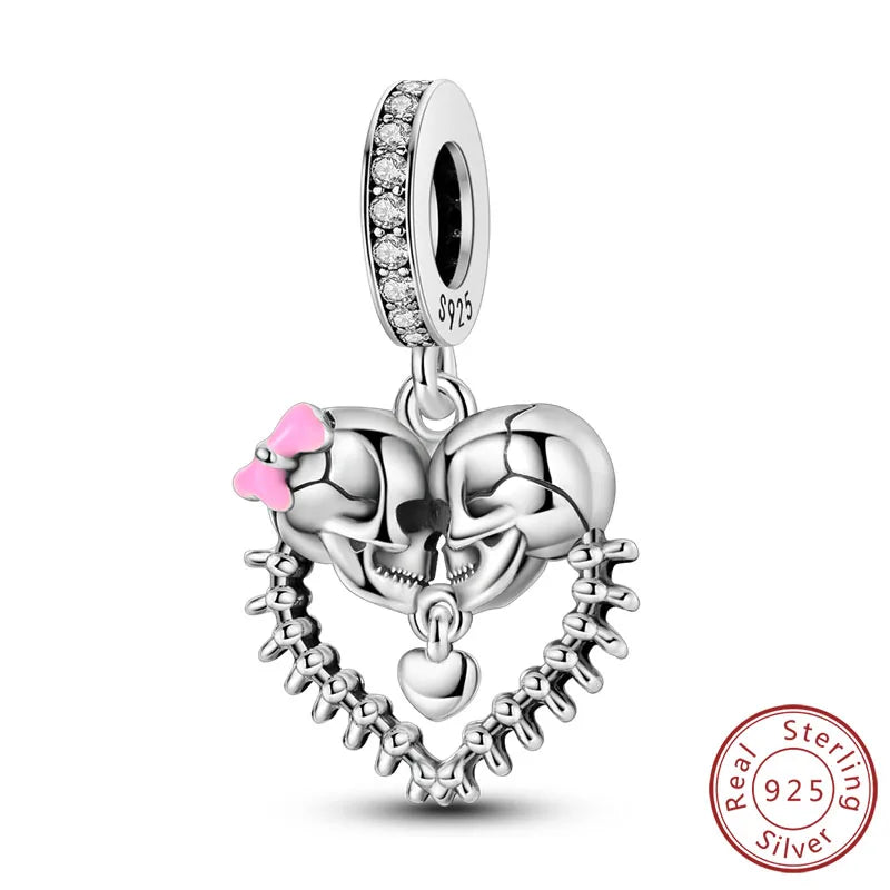Halloween Charm Bead Pendant 925 Sterling Silver Pumpkin Witch Doll Skeleton Mummy Candy Charm Fit Original Bracelet DIY Jewelry