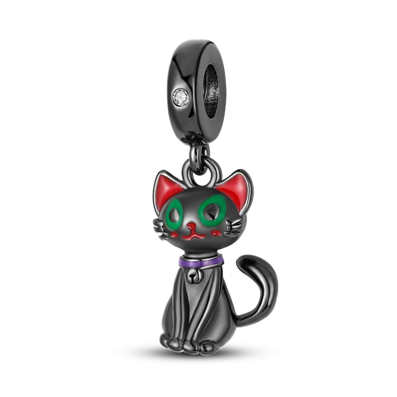 Halloween Dangle 925 Sterling Silver Skeleton Witch Devil's Eye Skull Charms Bead Fit Original Bangle Bracelet Necklace Jewelry