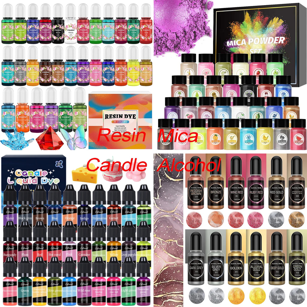Epoxy Resin Pigment Kits Candle Dye Liquid Colorant DIY UV Epoxy Resin Mold Jewelry Making Candle Soap Making Dye Pigment Sets