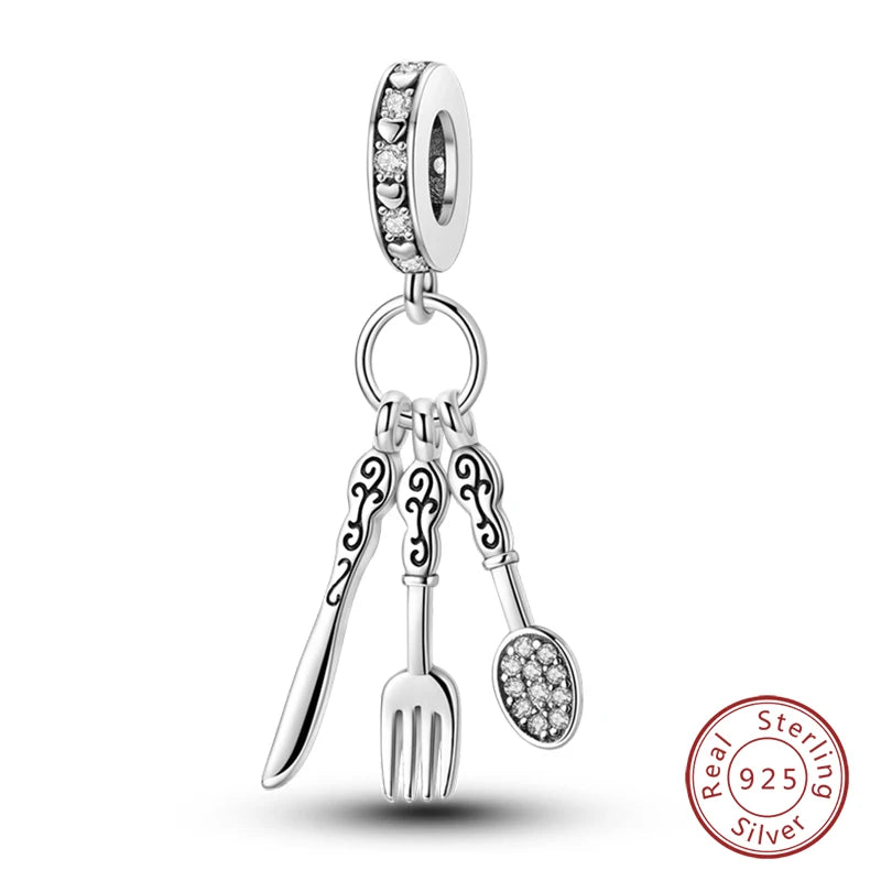 925 Silver Fashion Camera Coffee Cup Flower Charms Beads Fit Qikaola 925 Original Bracelet DIY Birthday Jewelry Making For Women