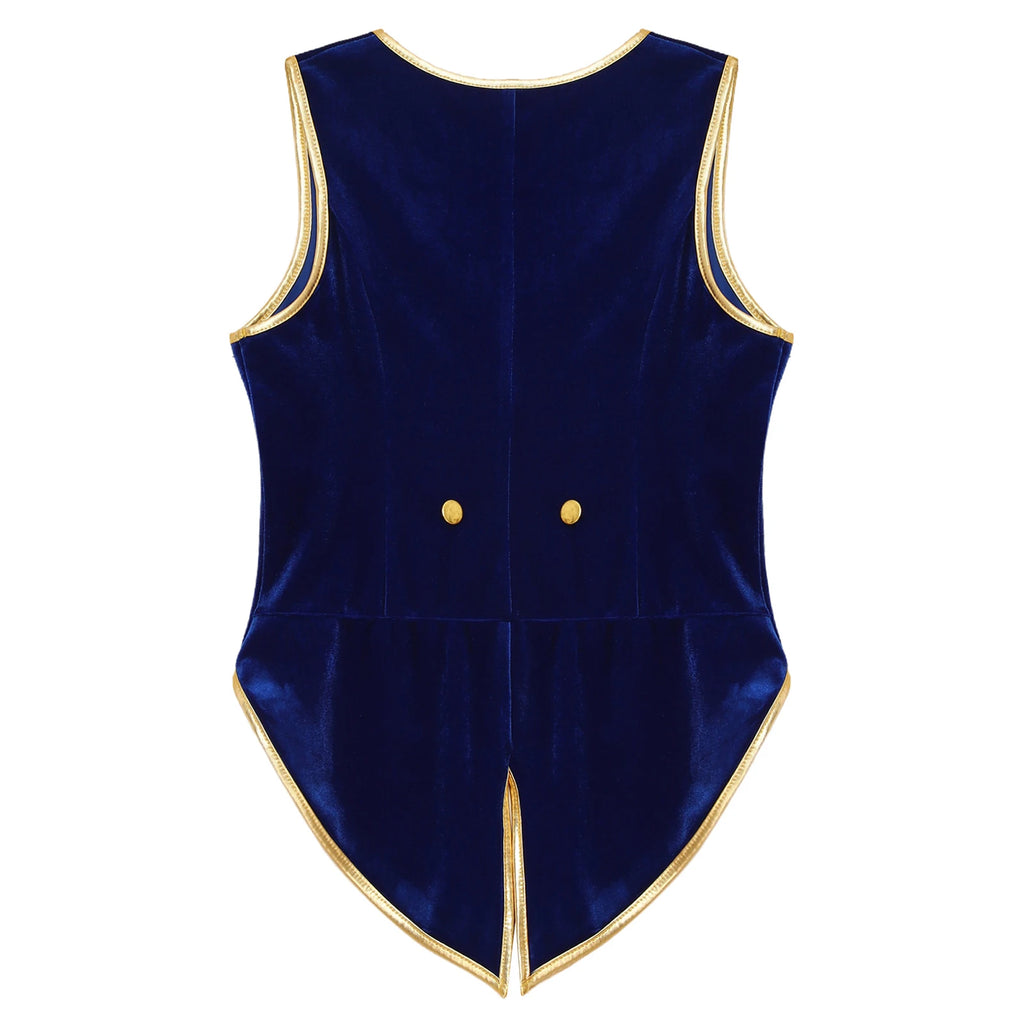 Kids Boys Medieval Renaissance Vintage Velvet Tailcoat Steampunk Victorian Gentleman Tuxedo Vest Halloween Party Fancy Dress Up