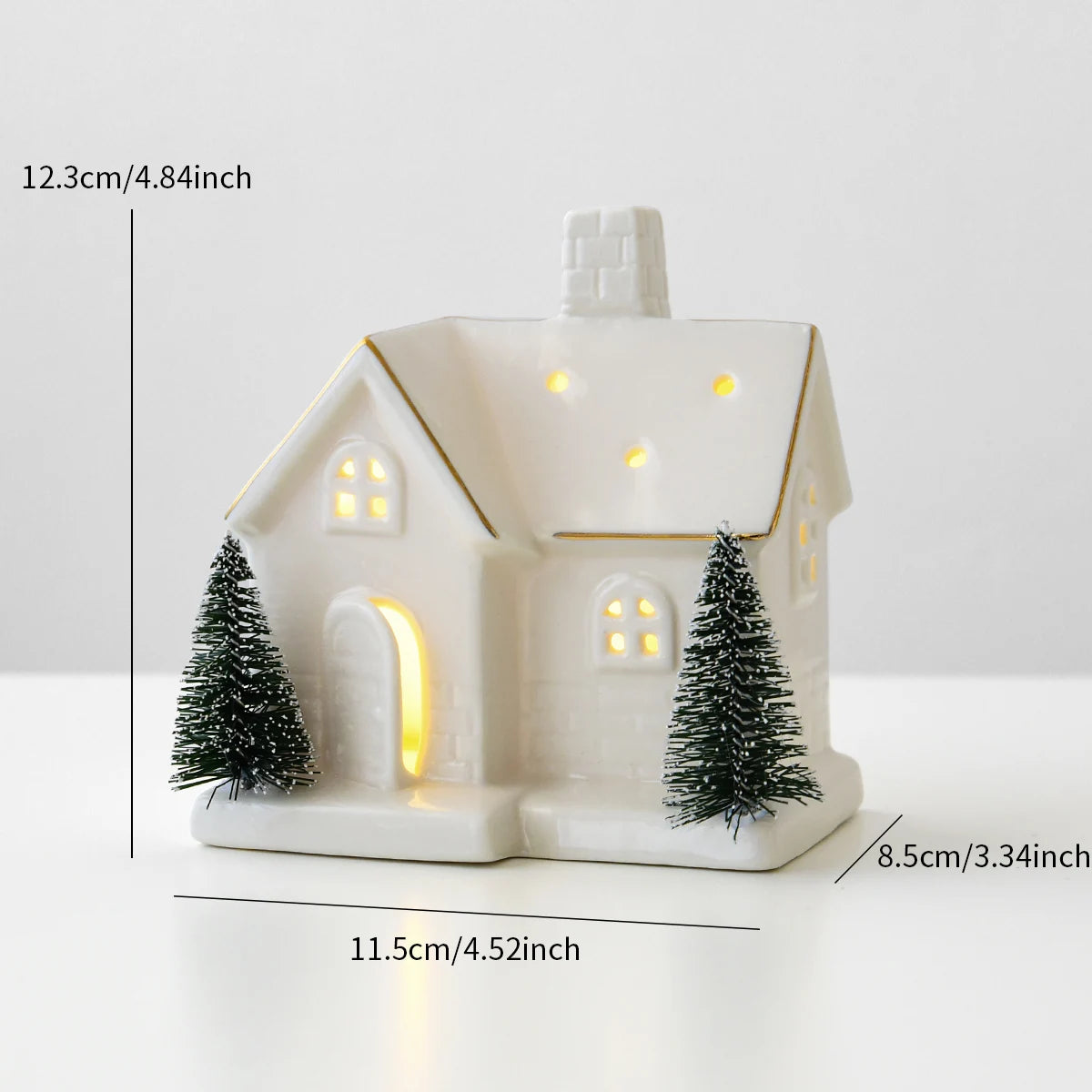 1 Piece Ceramic Glowing Ceramic House Decorative Ornament for Living Room Festive Wedding Family Table Decoration Holiday Gift